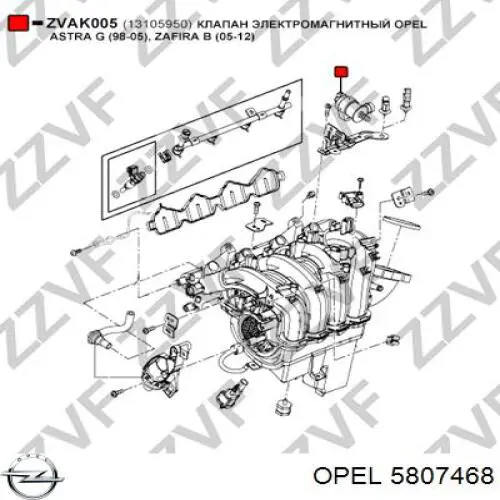 Válvula de adsorvedor dos vapores de combustível Opel 5807468 preço, a partir de 19,55 USD