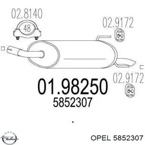 Silenciador, parte traseira Opel 5852307 preço, a partir de 67,22 USD
