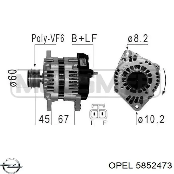 5852473 Opel Silenciador, parte traseira