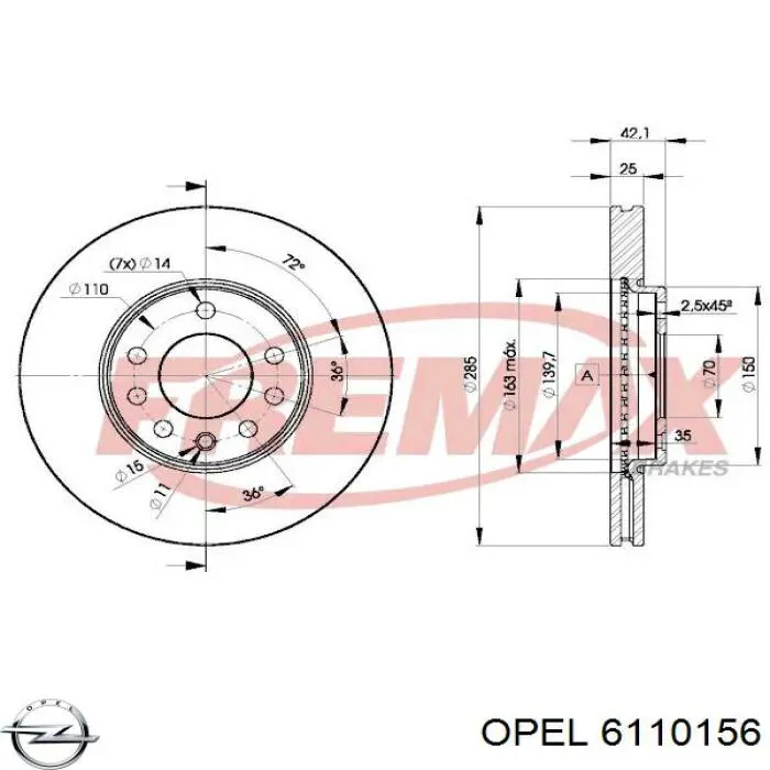  Opel 6110156 preço, a partir de 625,27 USD