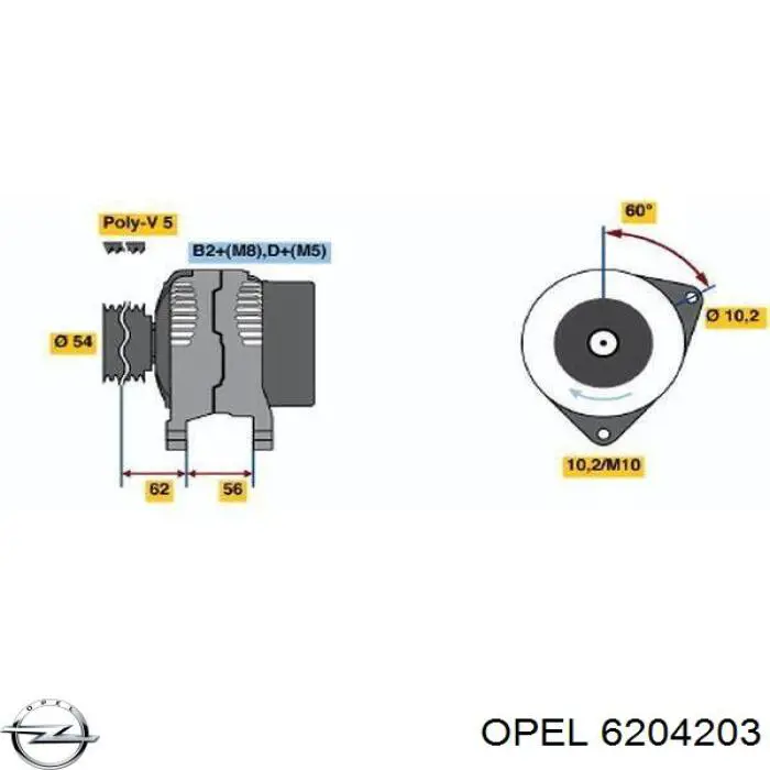 6204203 Opel Gerador