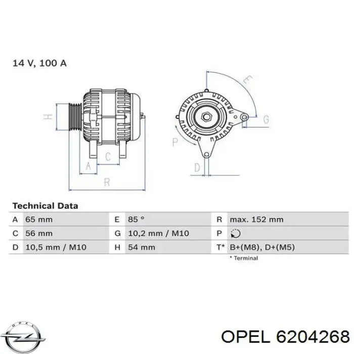 6204268 Opel Gerador