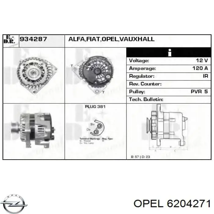 Compre 6204271 Opel Gerador