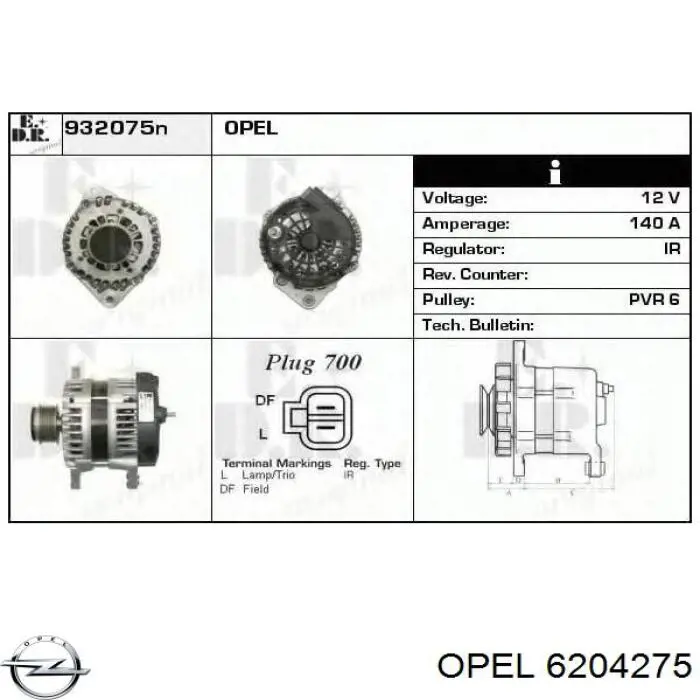 Compre 6204275 Opel Gerador