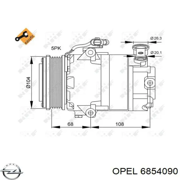 Compressor de aparelho de ar condicionado Opel 6854090 preço, a partir de 311,34 USD