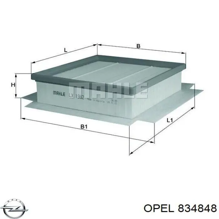 834848 Opel Filtro de ar