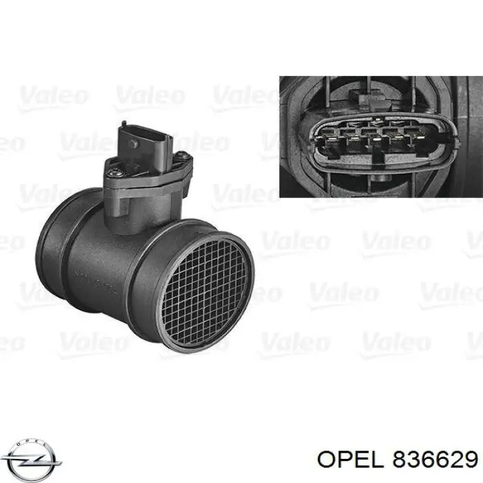 Compre 836629 Opel Sensor de fluxo (consumo) de ar, medidor de consumo M.A.F. - (Mass Airflow)