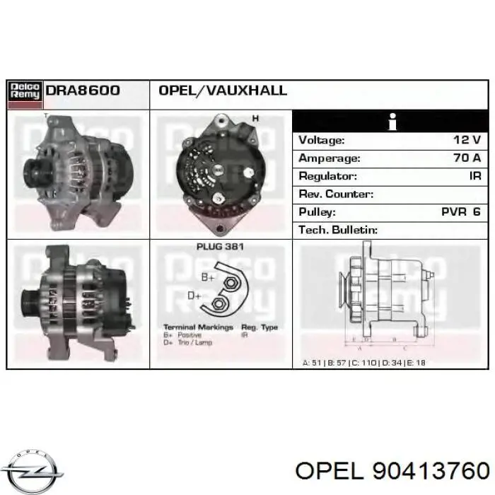 Gerador Opel 90413760 preço, a partir de 54,48 USD