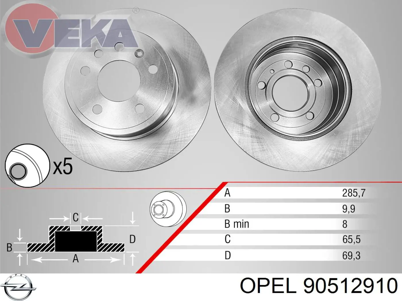 Disco do freio traseiro Opel 90512910 preço, a partir de 50,79 USD