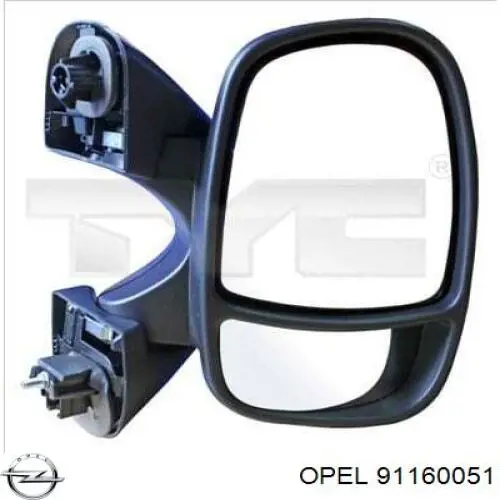 91160051 Opel Espelho de retrovisão direito