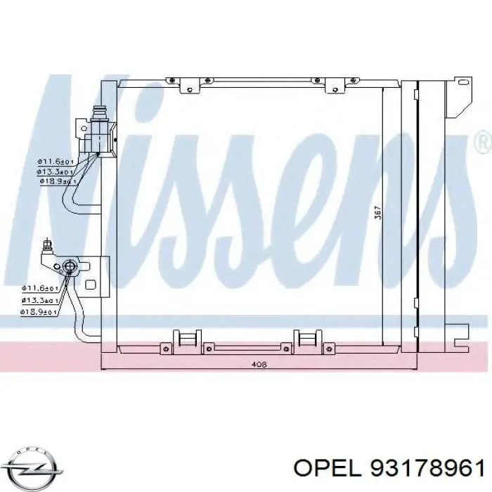 93178961 Opel Radiador de aparelho de ar condicionado
