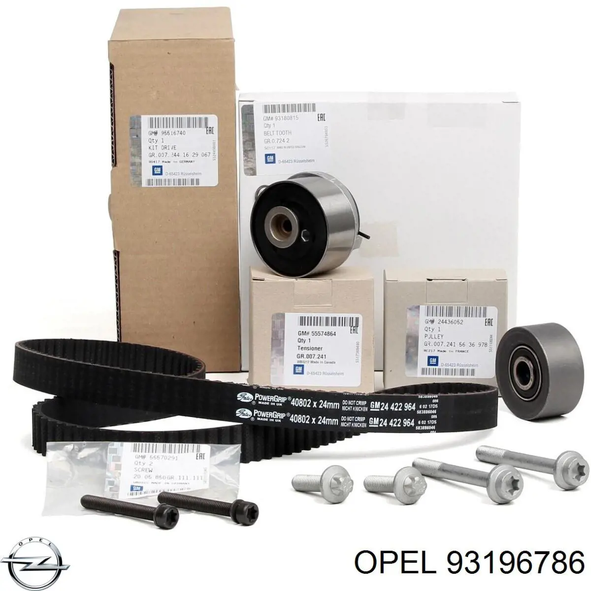 Compre 93196786 Opel Correia do mecanismo de distribuição de gás, kit