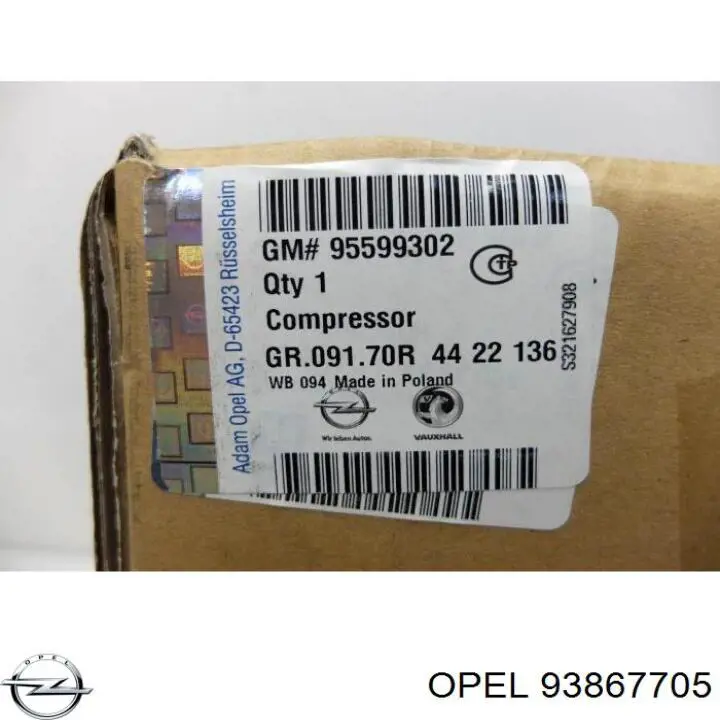 Compressor de aparelho de ar condicionado Opel 93867705 preço, a partir de 246,87 USD