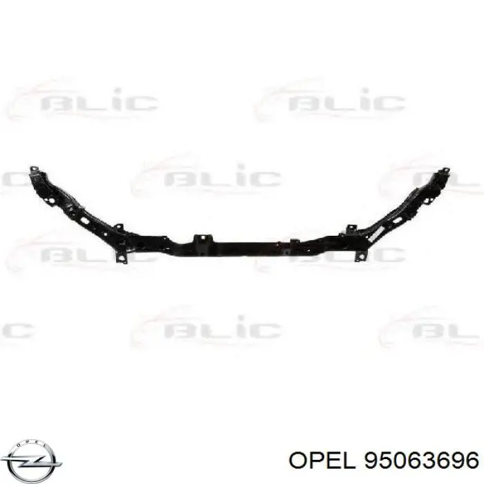 95063696 Opel Suporte do radiador montado (painel de montagem de fixação das luzes)