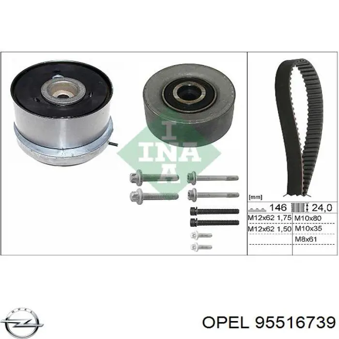 95516739 Opel Correia do mecanismo de distribuição de gás, kit
