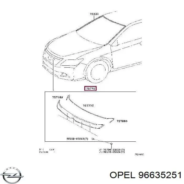 Moldura da capota para Chevrolet Epica II V250