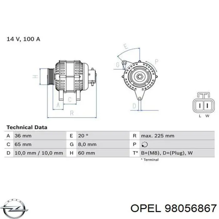 Gerador Opel 98056867 preço, a partir de 117,53 USD