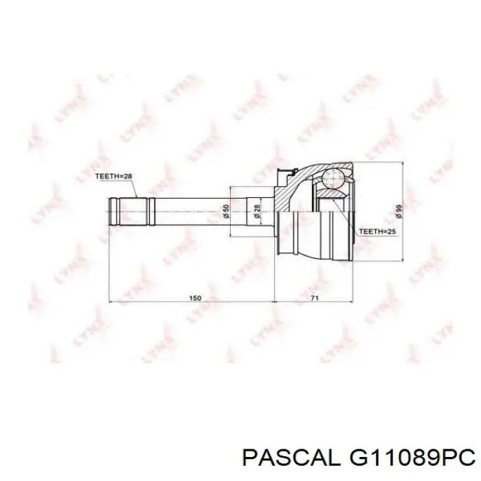 Junta homocinética externa dianteira Pascal G11089PC preço, a partir de 50,94 USD