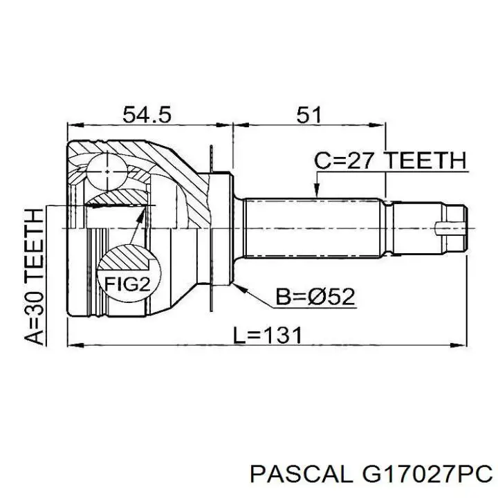 Junta homocinética externa dianteira Pascal G17027PC preço, a partir de 44,15 USD