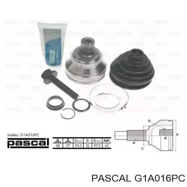 Junta homocinética externa dianteira Pascal G1A016PC preço, a partir de 54,52 USD