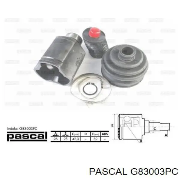 Junta homocinética interna dianteira Pascal G83003PC preço, a partir de 78,40 USD