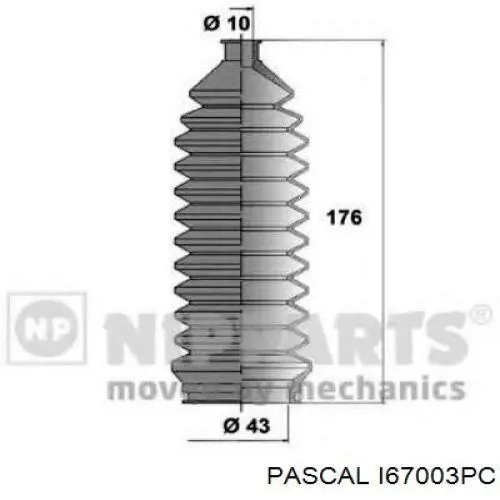 Compre I67003PC Pascal Bota de proteção do mecanismo de direção (de cremalheira)