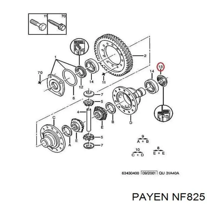 Bucim do semieixo direito do eixo dianteiro Payen NF825 preço, a partir de 14,02 USD