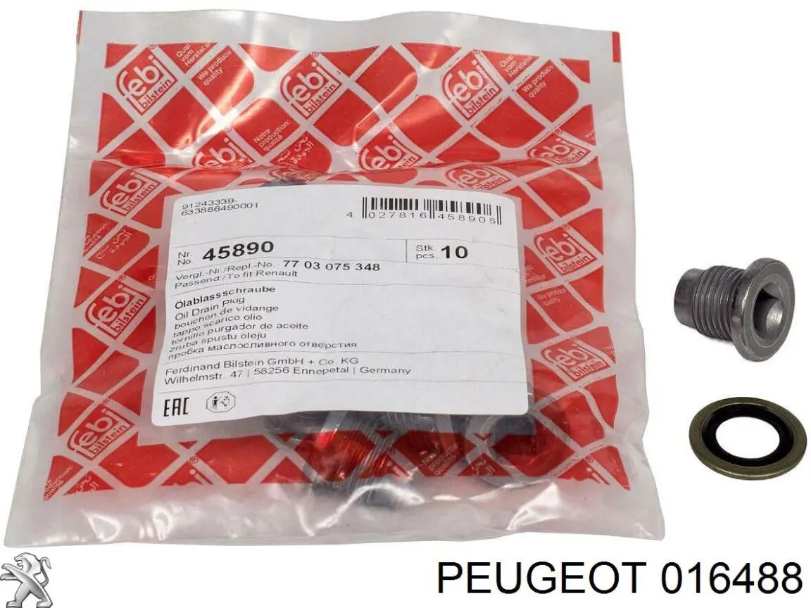 Vedante de rolha de panela de motor Peugeot/Citroen 016488 preço, a partir de 1,56 USD