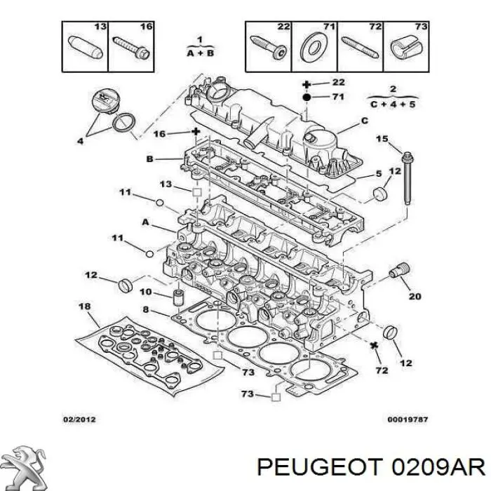 Compre 0209AR Peugeot/Citroen Vedante de cabeça de motor (CBC)