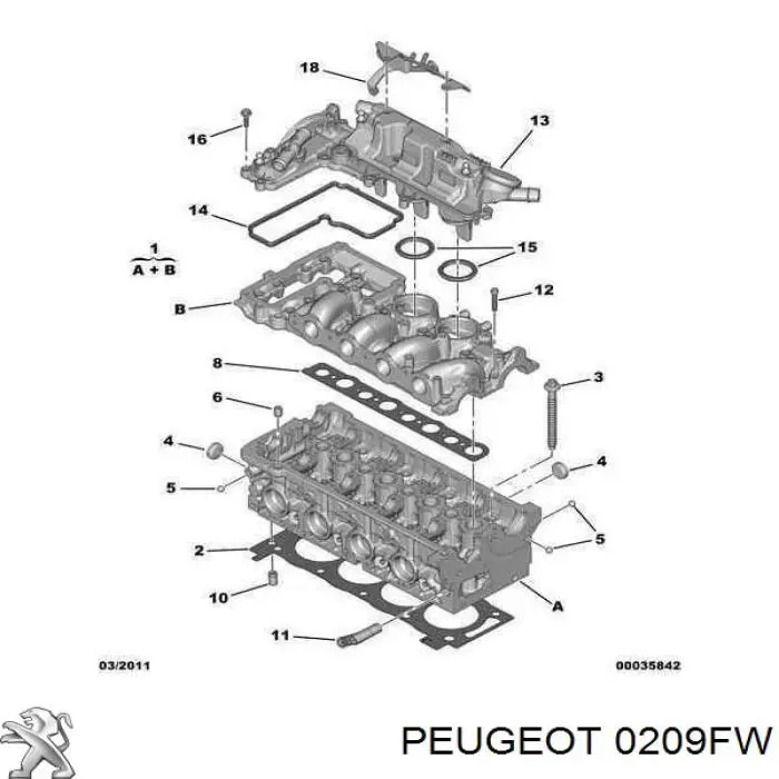Compre 0209FW Peugeot/Citroen Vedante de cabeça de motor (CBC)