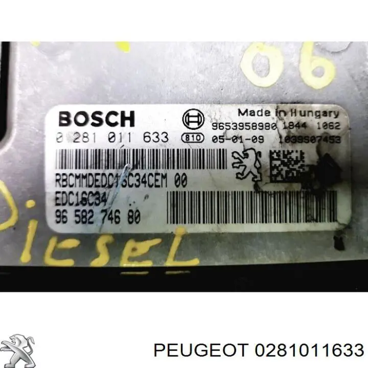 0281011633 Peugeot/Citroen Módulo de direção (Centralina eletrônica) de motor