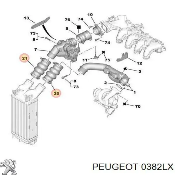 Compre 0382LX Peugeot/Citroen Mangueira (cano derivado) de intercooler
