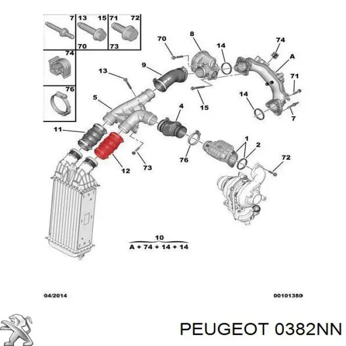 Compre 0382NN Peugeot/Citroen Mangueira (cano derivado) de intercooler