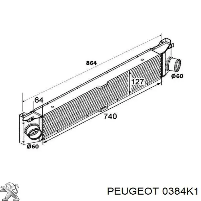 0384K1 Peugeot/Citroen Radiador de intercooler