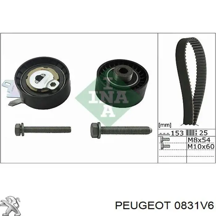 0831V6 Peugeot/Citroen Correia do mecanismo de distribuição de gás, kit
