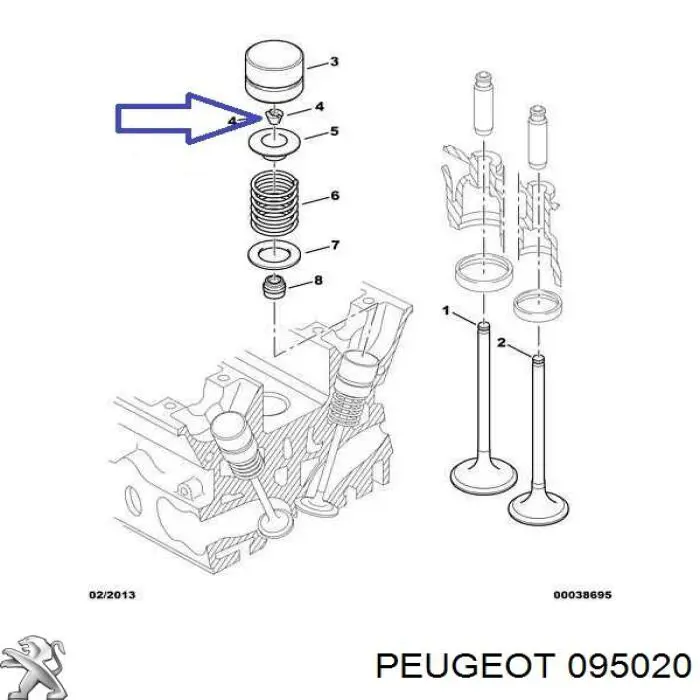 095020 Peugeot/Citroen Peça inserida de válvula