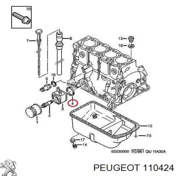 110424 Peugeot/Citroen Vedante de adaptador de refrigerador de óleo