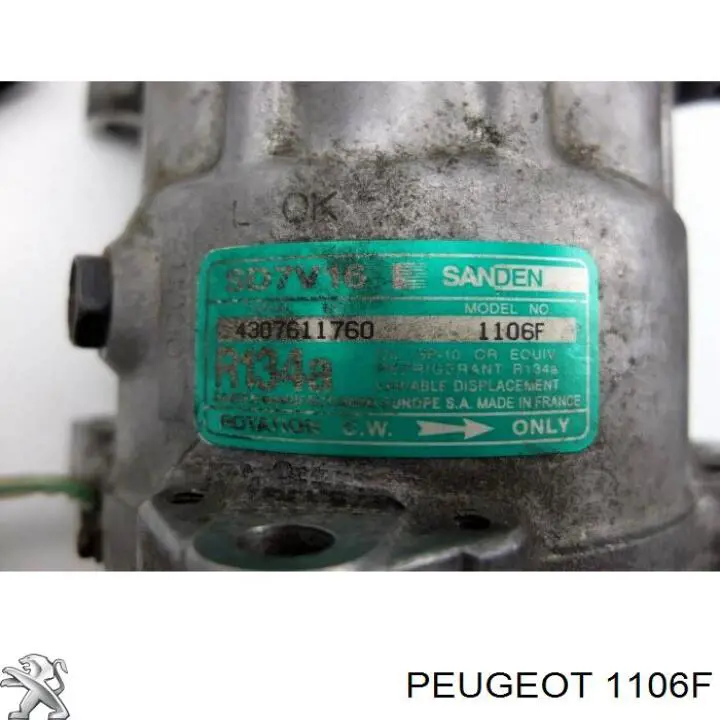 1106F Peugeot/Citroen Compressor de aparelho de ar condicionado