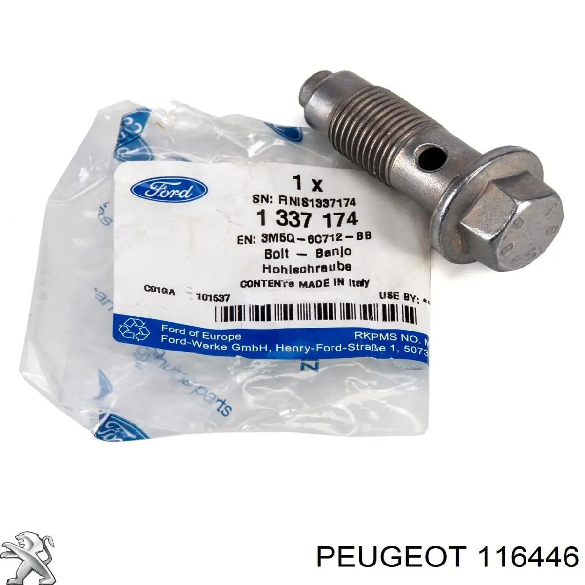 116446 Peugeot/Citroen Parafuso de tubo de turbina de fornecimento de óleo