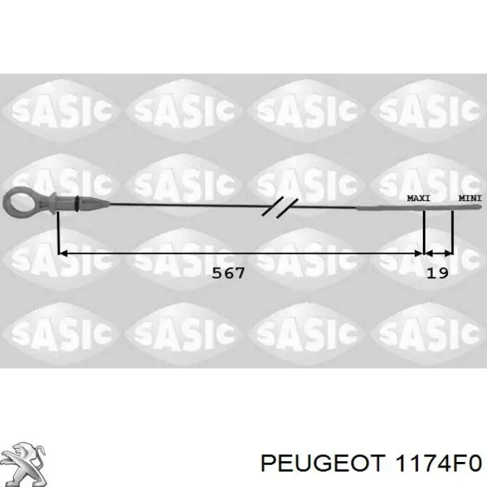 1174F0 Peugeot/Citroen Sonda (indicador) do nível de óleo no motor