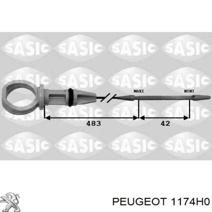 1174H0 Peugeot/Citroen Sonda (indicador) do nível de óleo no motor