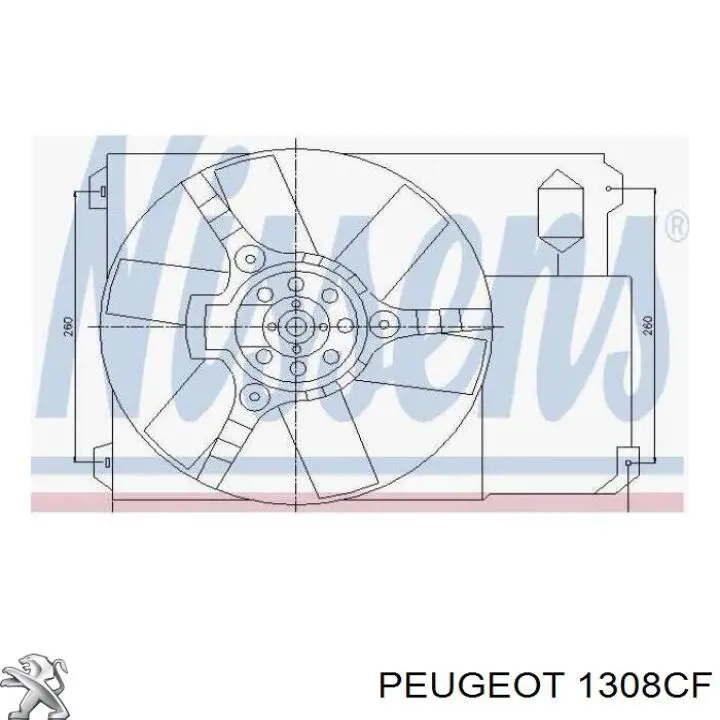 1308CF Peugeot/Citroen Difusor do radiador de esfriamento