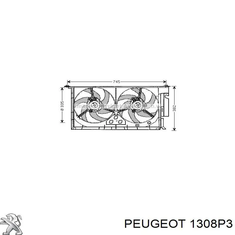 Compre 1308P3 Peugeot/Citroen Difusor do radiador de esfriamento