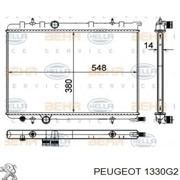 1330G2 Peugeot/Citroen Radiador de esfriamento de motor