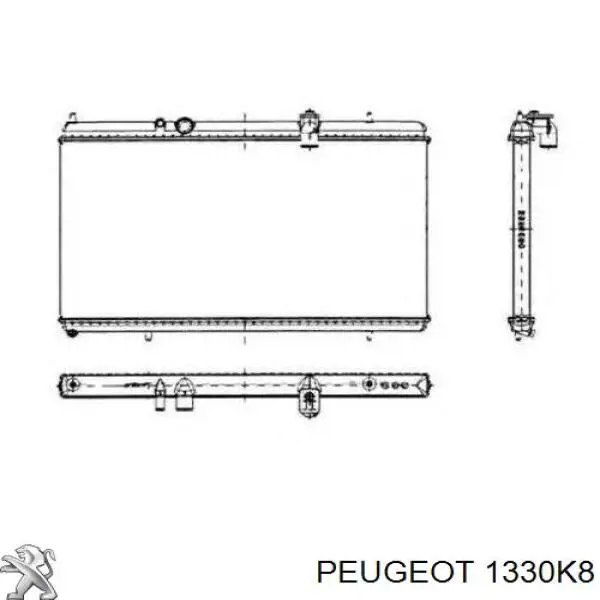 Radiador de esfriamento de motor 1330K8 Peugeot/Citroen