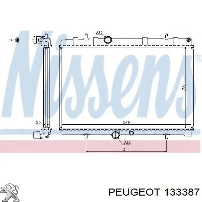 133387 Peugeot/Citroen Radiador de esfriamento de motor