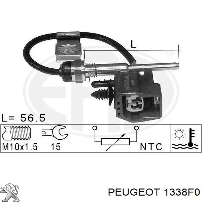 1338F0 Peugeot/Citroen Sensor de temperatura do fluido de esfriamento