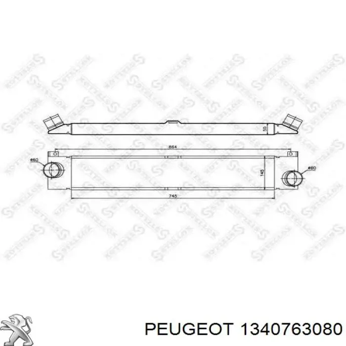 Radiador de intercooler 1340763080 Peugeot/Citroen