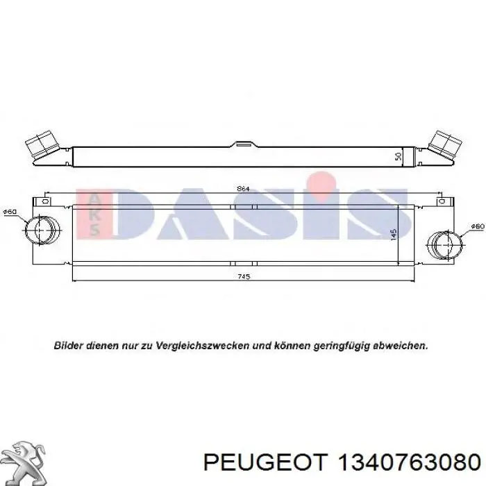 Compre 1340763080 Peugeot/Citroen Radiador de intercooler