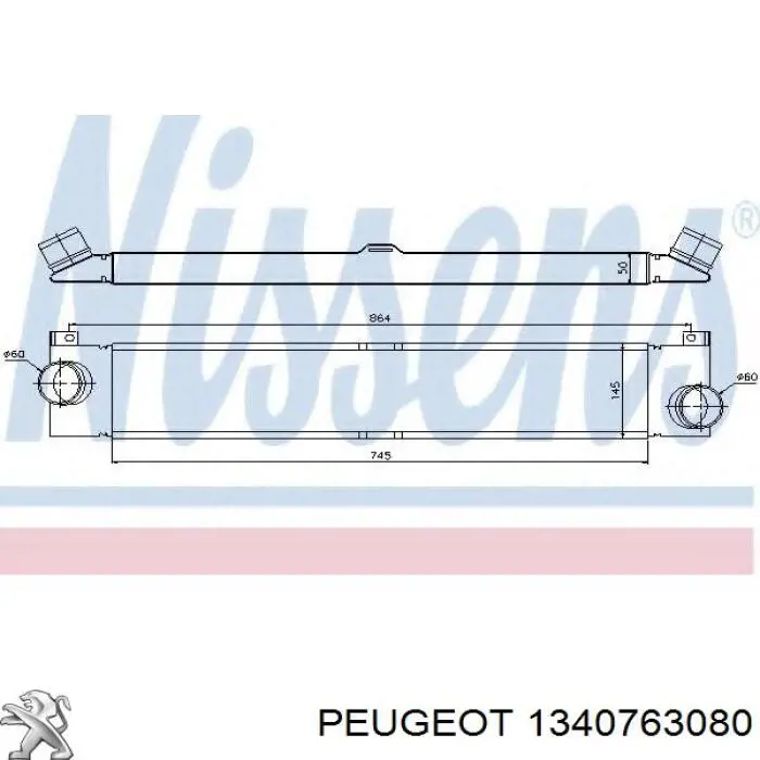 1340763080 Peugeot/Citroen Radiador de intercooler